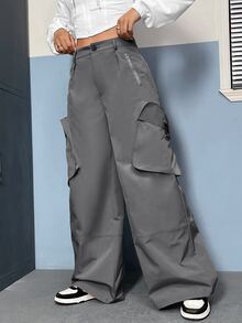 SHEIN Coolane 側翻蓋口袋工裝褲