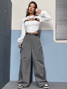 SHEIN Coolane 側翻蓋口袋工裝褲