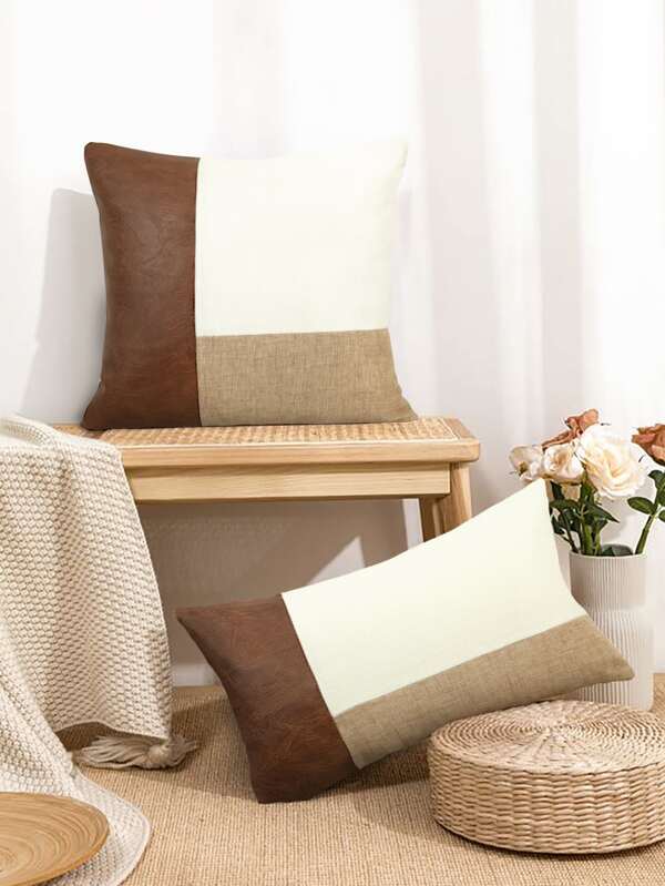 1入組撞色印花枕套不附帶內芯