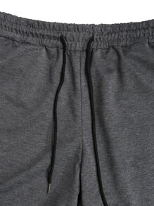 Manfinity Homme Pantalones cortos deportivos sueltos de unicolor con cordón y cintura elástica para hombre - Gris Oscuro - Ver 3