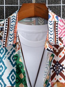 Manfinity Men Patchwork Print Shirt Without Tee - Multicolor - View 3