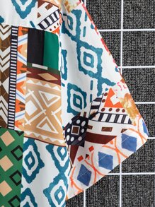 Manfinity Men Patchwork Print Shirt Without Tee - Multicolor - View 5