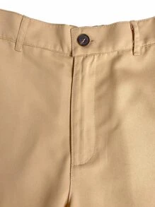 Manfinity AFTRDRK Men Solid Knot Front Blazer & Suit Trousers - Khaki - View 4