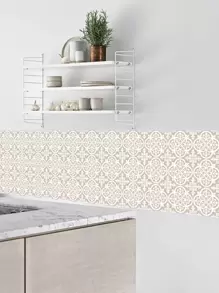 10pcs Floral Pattern Self-Adhesive Kitchen Sticker, Decorative Wall Tile Sticker For Kitchen, Stickers, Wall Decal, Vinyl Decal For Home Decorations, Spring Decoration Items Refresh Your Home, Festival Decoration Stickers Gifts Birthday Graduation Kitchen Decor - Multicolor - View 4