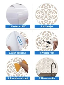 10pcs Floral Pattern Self-Adhesive Kitchen Sticker, Decorative Wall Tile Sticker For Kitchen, Stickers, Wall Decal, Vinyl Decal For Home Decorations, Spring Decoration Items Refresh Your Home, Festival Decoration Stickers Gifts Birthday Graduation Kitchen Decor - Multicolor - View 8