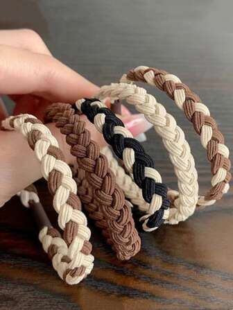 5pcs Two Tone Hair Tie For Women Women, Seamless Thick Black Hair Band, Elastic Hair Ties No Damage Ponytail Holder Casual,Woman Head Accessories, Woman Hair Accessories Ponytail Holders Hair Elastics Hair Rubber Bands Scrunchies Hair Rope, Hair Bobbles