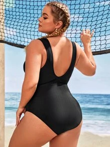 SHEIN Swim Curve Plus Ruched One Piece Swimsuit