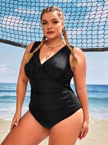 SHEIN Swim Curve Plus Ruched One Piece Swimsuit