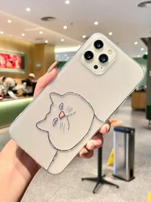 Cartoon Cat Print Clear Phone Case - Multicolor - View 3