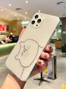 Cartoon Cat Print Clear Phone Case - Multicolor - View 4