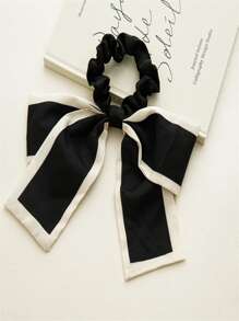 Bow Decor Scarf Hair Tie Cute - Black - View 7