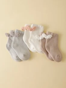 3對加厚卡通玩具圖案中筒保暖襪,適用於寶寶 - 彩色 - 查看 5