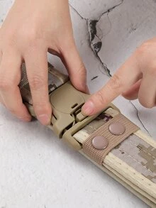 Hombres Cinturón con patrón de camuflaje con hebilla - Beis - Ver 4