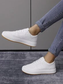 Minimalist Lace-up Front Skate Shoes - White - View 6