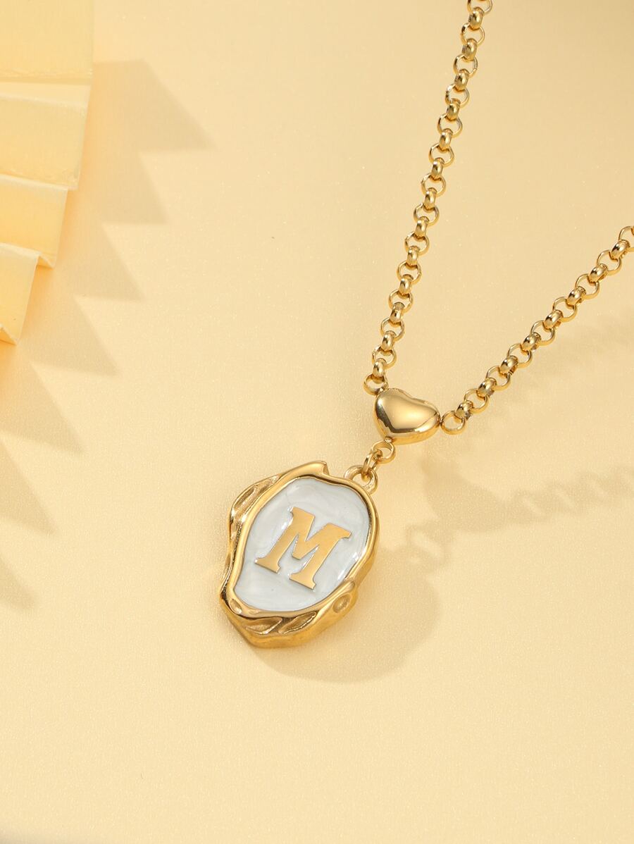 Letter Detail Pendant Necklace - Multicolor - View 1