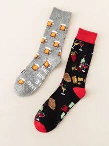 2 đôi tất họa tiết bia cho nam - Nhiều màu - Xem 1