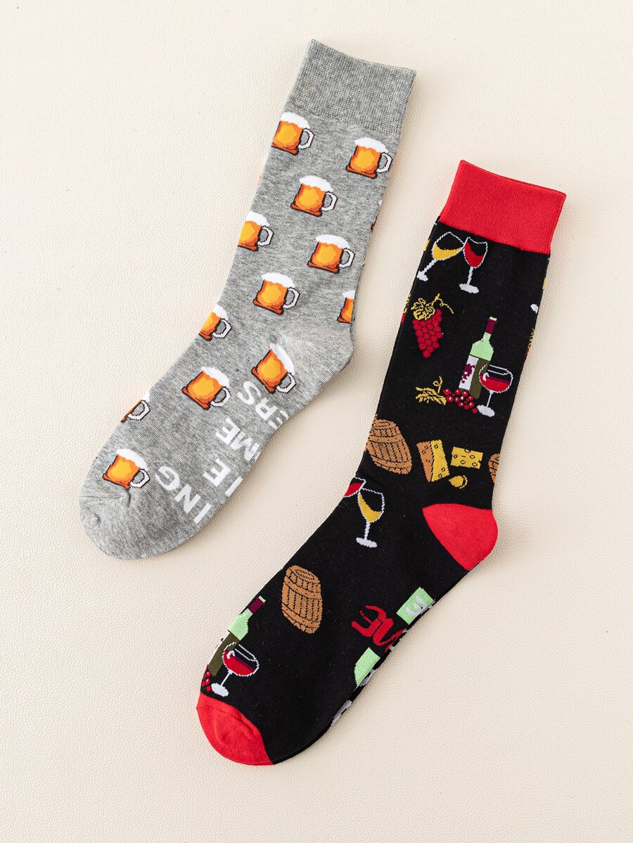 2 đôi tất họa tiết bia cho nam - Nhiều màu - Xem 1