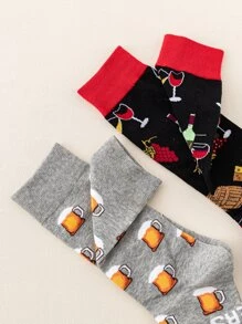 2 đôi tất họa tiết bia cho nam - Nhiều màu - Xem 4