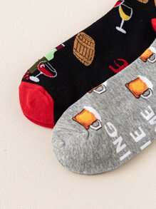 2 đôi tất họa tiết bia cho nam - Nhiều màu - Xem 6