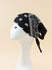 1pc Paisley Print Bandana Vintage Neckerchief For Rap Concert - Black - View 3