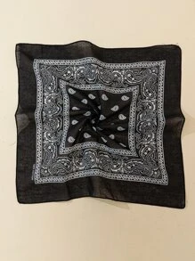 1pc Paisley Print Bandana Vintage Neckerchief For Rap Concert - Black - View 4