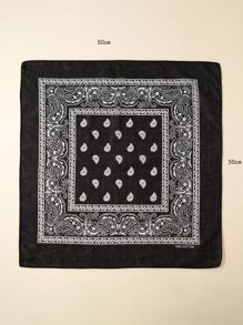 1pc Paisley Print Bandana Vintage Neckerchief For Rap Concert - Black - View 5
