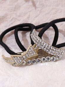 3入組水鑽蝴蝶結裝飾髮圈