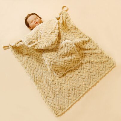 1条多功能毛绒婴儿襁褓毯，80*80厘米卡其色婴儿毯，儿童毯，婴儿车罩，适合居家和户外使用