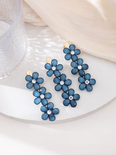 3入組花裝飾髮夾,可愛型