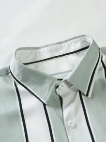 Manfinity Hypemode Men Striped & Letter Graphic Shirt Without Tee - Multicolor - View 3