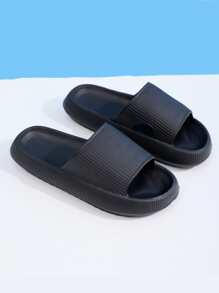 Comfortable Non-Slip Women's Indoor Slides - Ultra-Soft EVA, Quick-Dry, Lightweight Home & Bathroom Footwear - Black - View 3