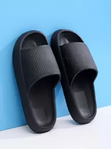 Comfortable Non-Slip Women's Indoor Slides - Ultra-Soft EVA, Quick-Dry, Lightweight Home & Bathroom Footwear - Black - View 4