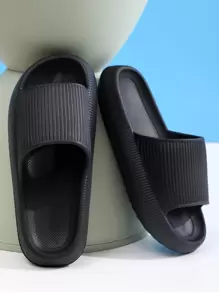 Comfortable Non-Slip Women's Indoor Slides - Ultra-Soft EVA, Quick-Dry, Lightweight Home & Bathroom Footwear - Black - View 5