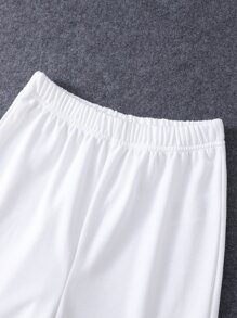 Chicas Pantalones deportivos con capucha con estampado floral con slogan - Blanco - Ver 6