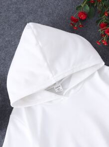 Chicas Pantalones deportivos con capucha con estampado floral con slogan - Blanco - Ver 7