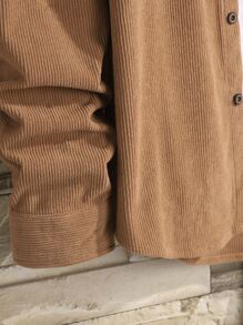 Manfinity Hypemode Áo sơ mi Nam Nút Túi màu trơn Giải trí - Màu Khaki - Xem 5