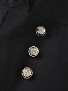 SHEIN 女孩青果領雙排釦無袖連身褲 - 黑色 - 查看 6