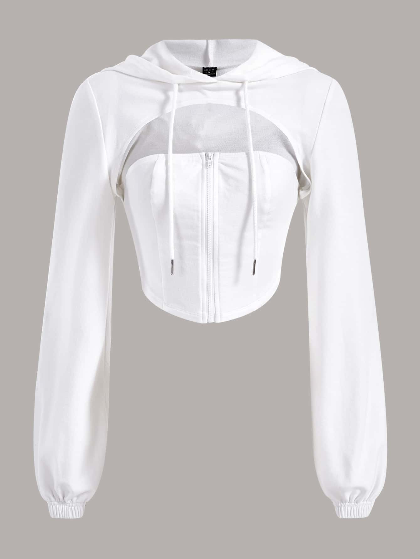 SHEIN EZwear Quần áo thể thao nữ Dây kéo màu trơn Gợi cảm - trắng - Xem 1