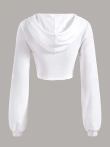 SHEIN EZwear Quần áo thể thao nữ Dây kéo màu trơn Gợi cảm - trắng - Xem 2