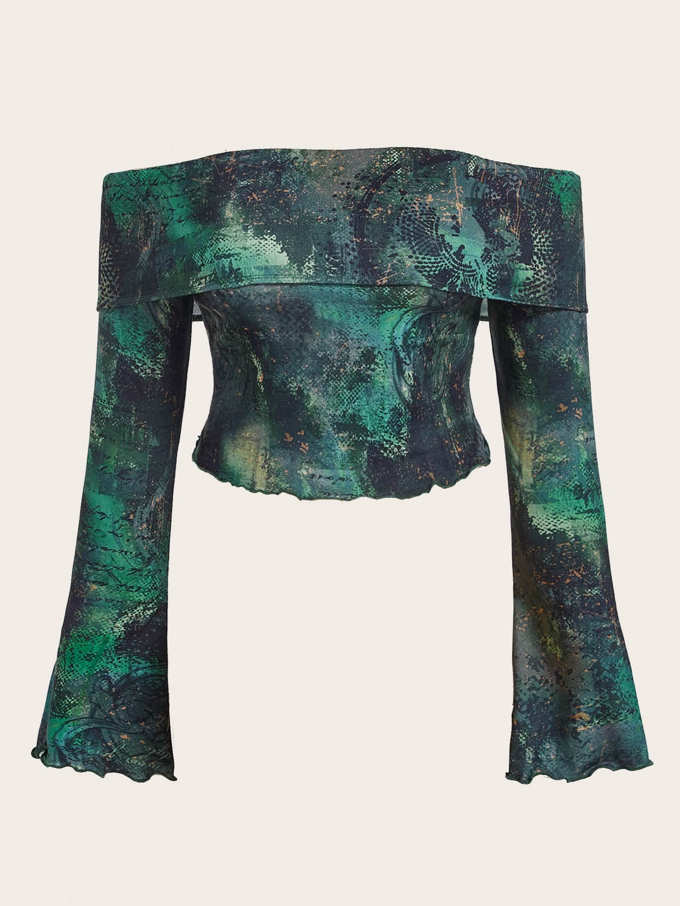 SHEIN ICON Plus Tie Dye Off Shoulder Tee - Multicolor - View 1
