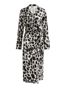 SHEIN Privé Allover Print Wrap Knot Side Dress - Multicolor - View 5