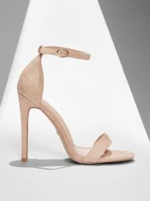 SHEIN BIZwear 女士踝帶仿麂皮細跟優雅涼鞋