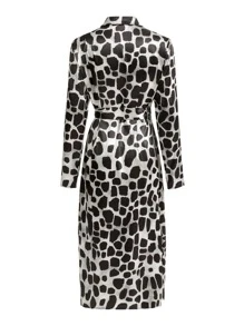 SHEIN Privé Allover Print Wrap Knot Side Dress - Multicolor - View 8