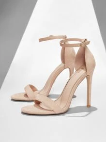 SHEIN BIZwear 女士踝帶仿麂皮細跟優雅涼鞋