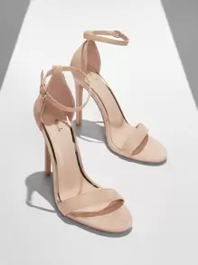 SHEIN BIZwear 女士踝帶仿麂皮細跟優雅涼鞋