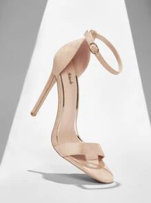 SHEIN BIZwear 女士踝帶仿麂皮細跟優雅涼鞋