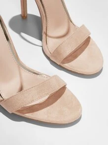 SHEIN BIZwear 女士踝帶仿麂皮細跟優雅涼鞋