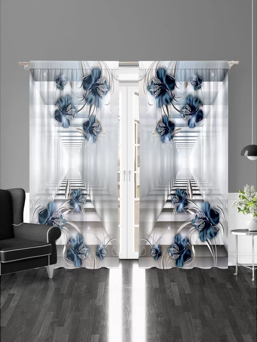 Rèm hoa văn 2 chiếc - Nhiều màu - Xem 1