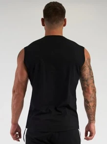 Manfinity Running 男士純色背心運動上衣背心套裝 - 黑色 - 查看 2