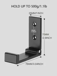 1入組可折疊牆面掛鉤 - 黑色 - 查看 5